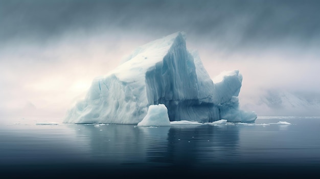 氷山の隠された危険と地球温暖化の概念 生成的なAI