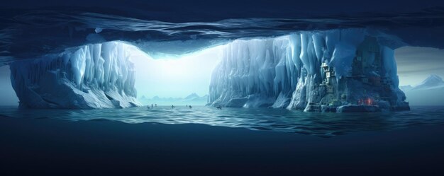 Photo iceberg hidden danger and global warming concept generative ai