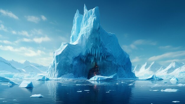 Iceberg Hidden Danger And Global Warming Concept Generative AI