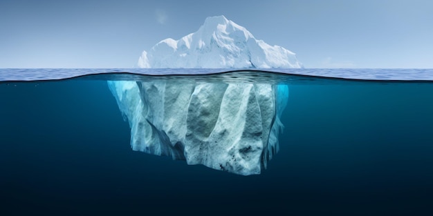 An iceberg is above the water and the word ice is visible on the bottom.