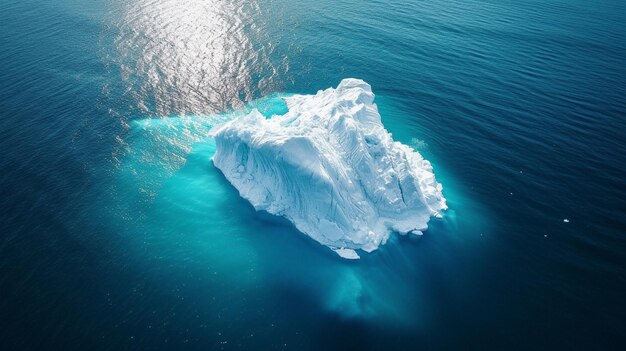 北極の氷山島を上空から見る