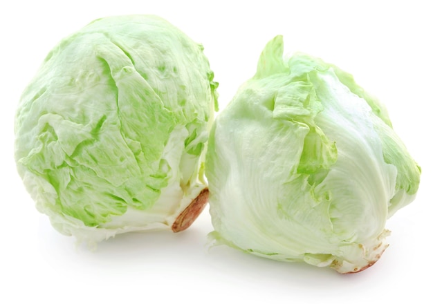 Iceberg lettuce over white background