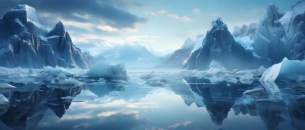 Айсберг, отражающийся в воде, символизирует силу природы.