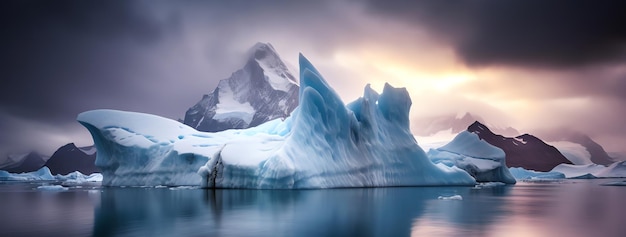 Photo iceberg in the sea at sunset ai generated image