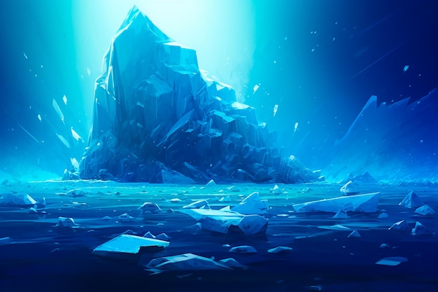 an iceberg that has smashed at the surface of the ocean premium pictures in the style of surrealism