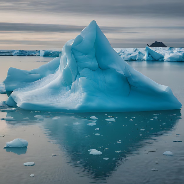 айсберг с маленькой скалой в воде