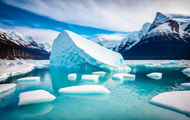 Photo icebergs in glacier lagoon