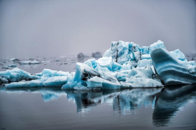 Icebergs in Jokulsarlon glacial lagoon in Iceland.