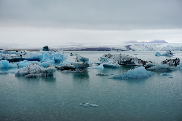 Icebergs in Jokulsarlon glacier lagoon. Vatnajokull National Park, Iceland.