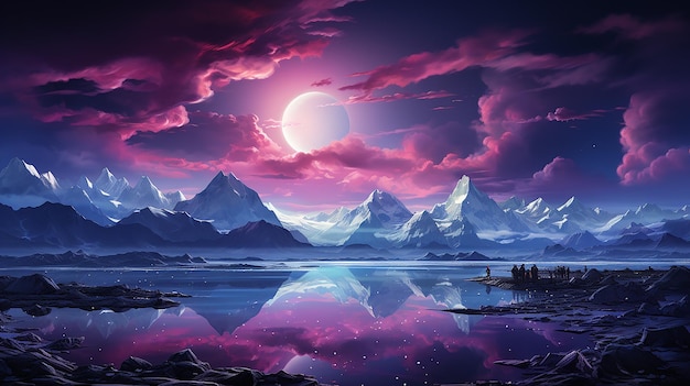 Photo icebergs northern lights heaven illustration