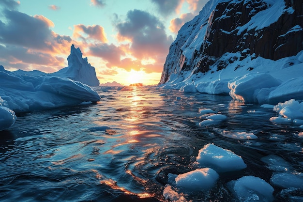 icebergs in the ocean