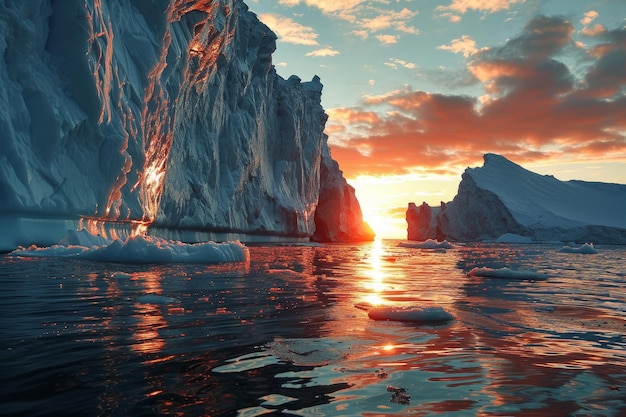 icebergs in the ocean