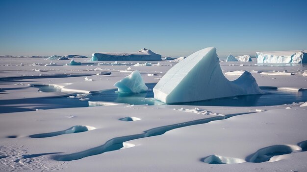 写真 海の氷山 背景は青い氷