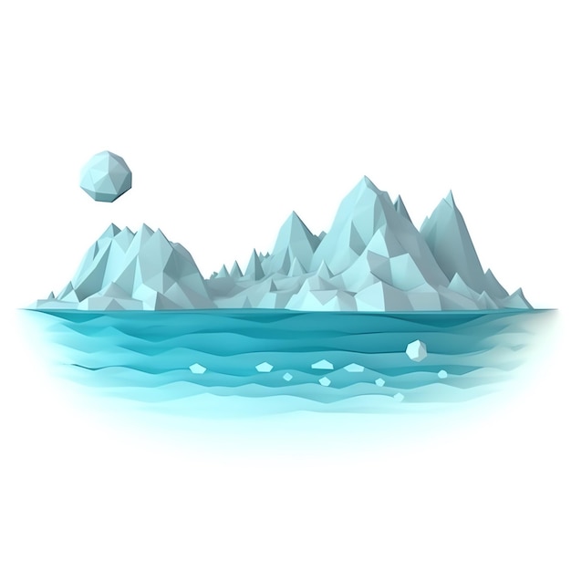 Icebergs and the sea in blue