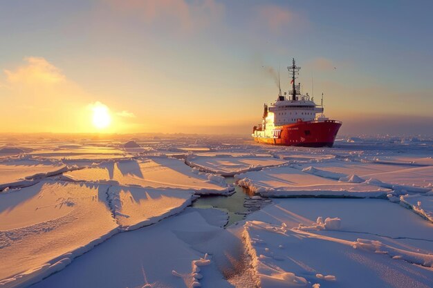 Фото Лодка-ледяник в морском льду