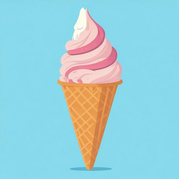 Icecream cone cartoon icon illustrationflat cartoon style food concept isolated ai generative