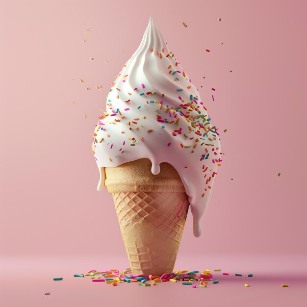 Photo icecream in a vivid color background
