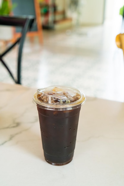 Iced americano coffee or long black coffee