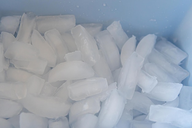 Iced block chips in an ice box