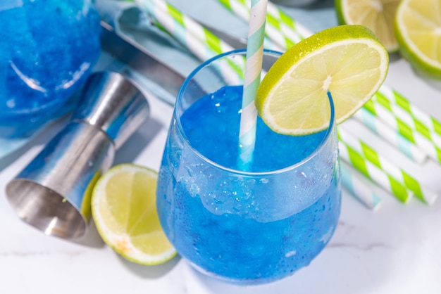 Iced blue curacao cocktail