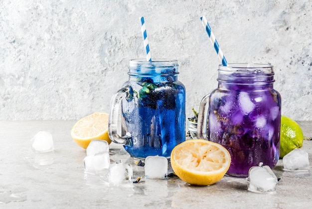 Iced butterfly pea flower tea