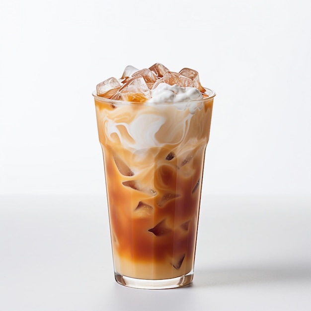 Iced cafe latte with a white background