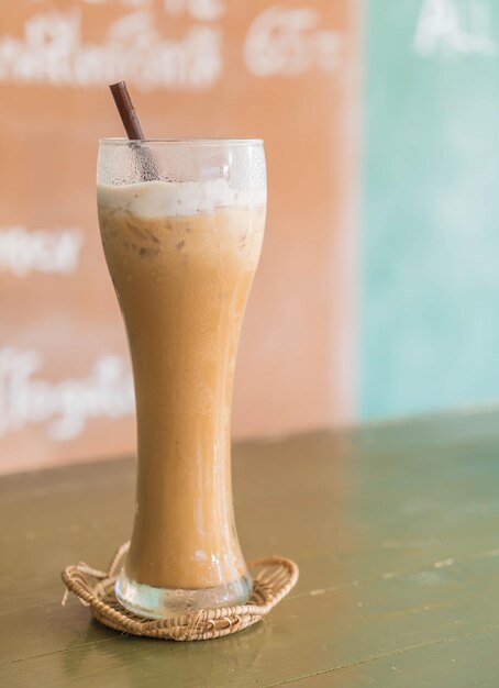 iced cappuccino on on a table