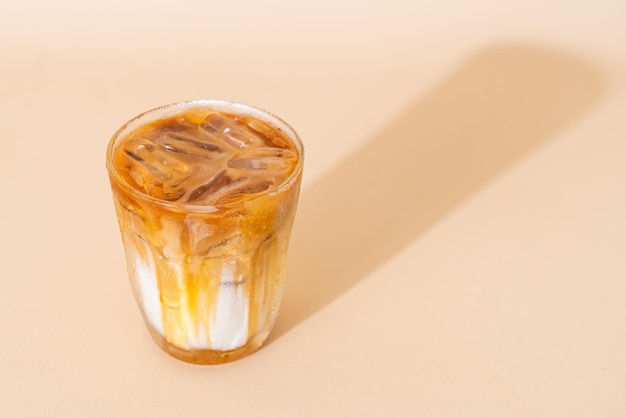 iced caramel macchiato coffee in glass