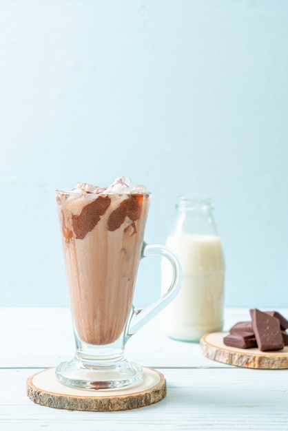 Iced chocolate milkshake drink