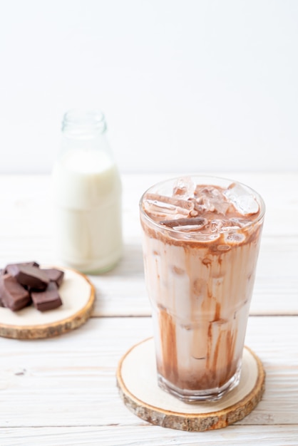 Iced chocolate milkshake drink