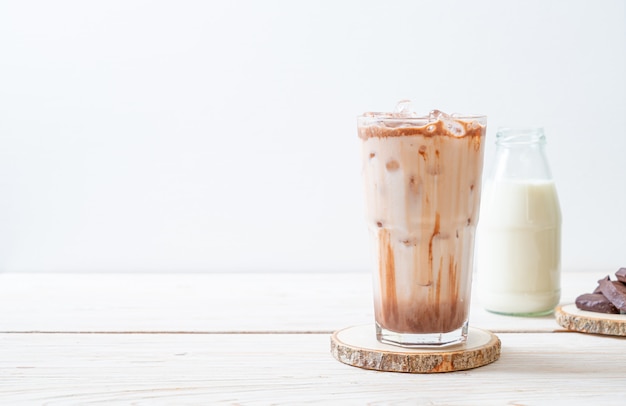 Iced chocolate milkshake drink