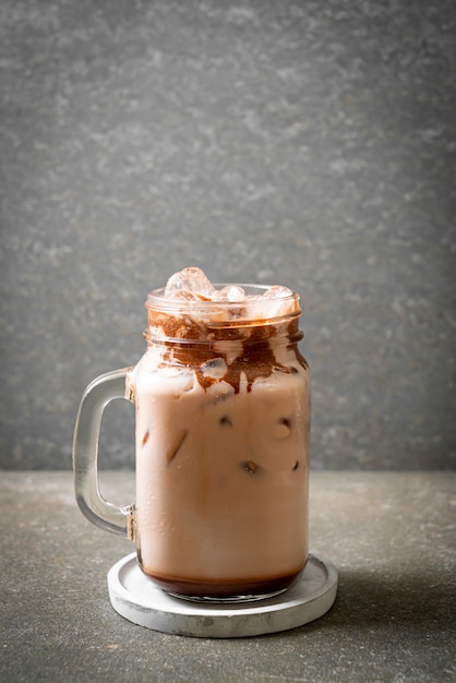 Iced chocolate milkshake drink