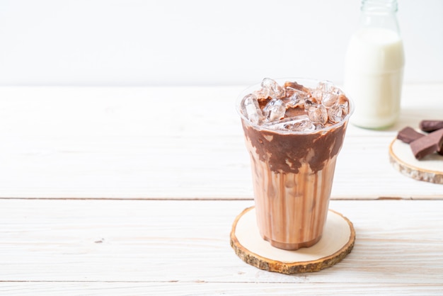 Iced chocolate milkshake drink