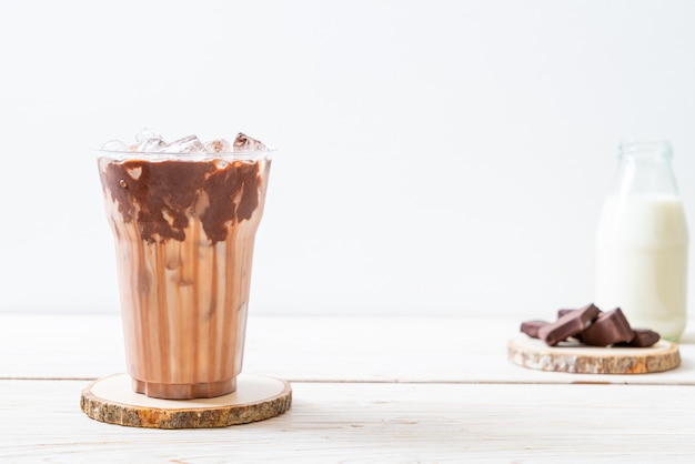 Iced chocolate milkshake drink