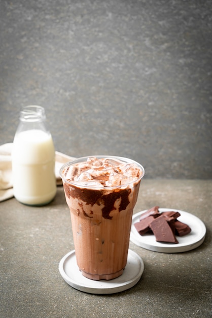 Iced chocolate milkshake drink