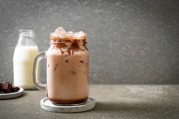 Iced chocolate milkshake drink