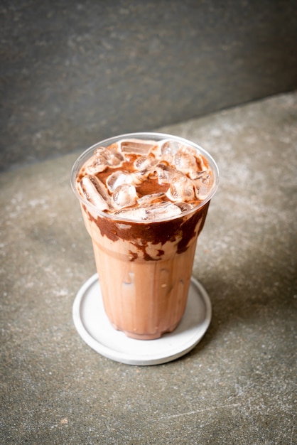 Iced chocolate milkshake drink