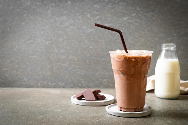 Iced chocolate milkshake drink