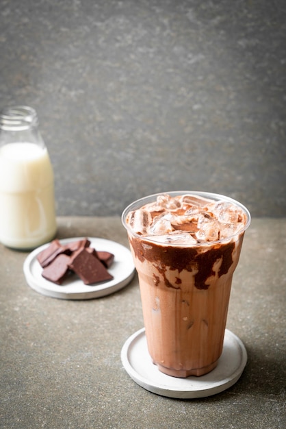 Iced chocolate milkshake drink