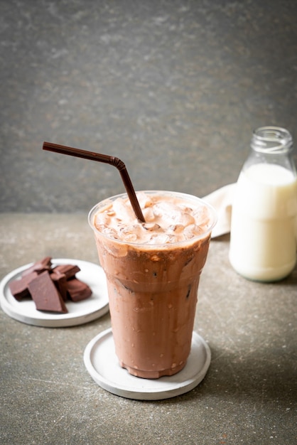 Iced chocolate milkshake drink