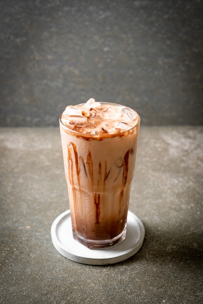 Iced chocolate milkshake drink