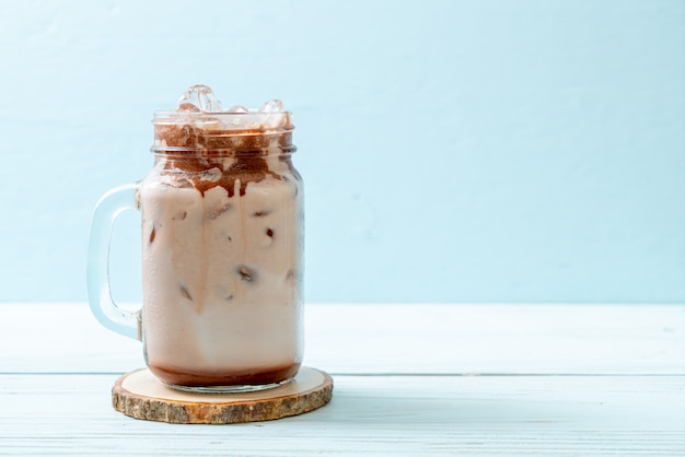 Iced chocolate milkshake drink