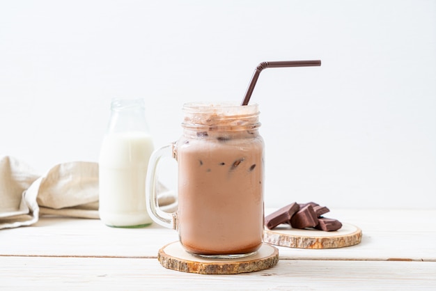 Iced chocolate milkshake drink