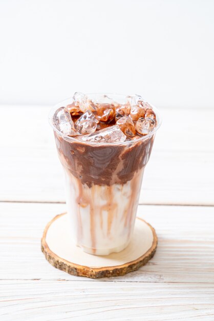 Iced chocolate milkshake drink