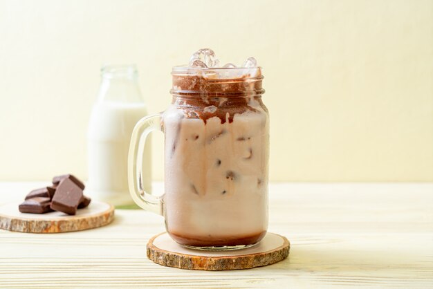 Iced chocolate milkshake drink