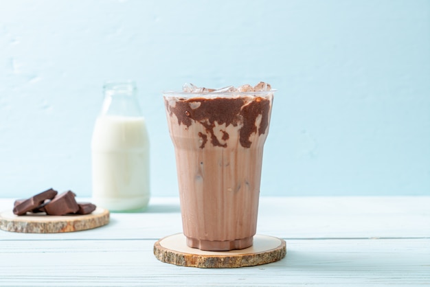 Iced chocolate milkshake drink