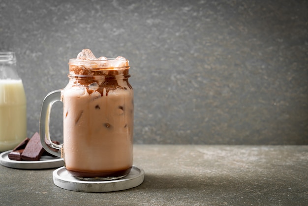 Iced chocolate milkshake drink