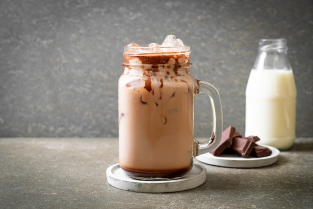 Iced chocolate milkshake drink