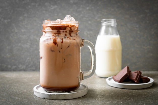 Iced chocolate milkshake drink