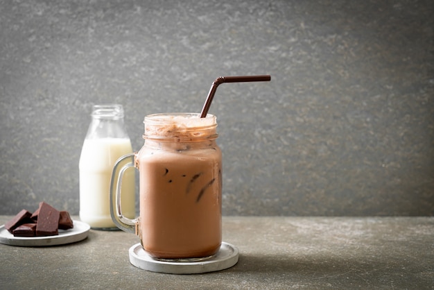 Iced chocolate milkshake drink